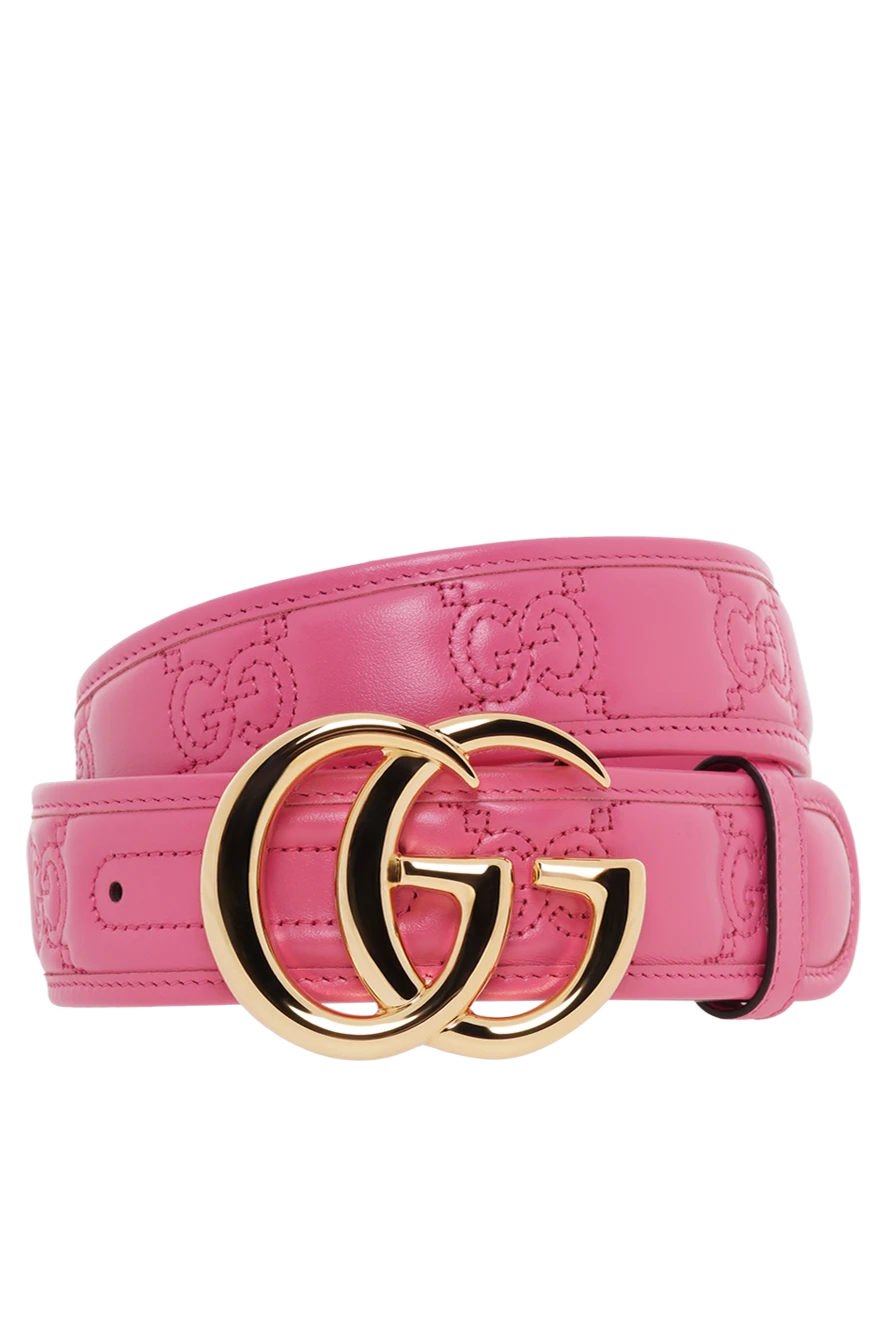 Gucci gg алтын ілгегі бар қызғылт әйелдер белбеуі 186749 - фото 1