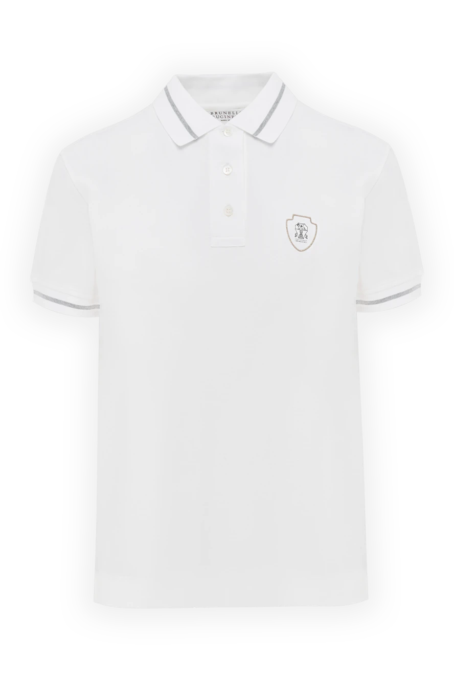 Brunello Cucinelli хлопковое поло с вышитым гербом с эмблемой женское белое 186785 - фото 1