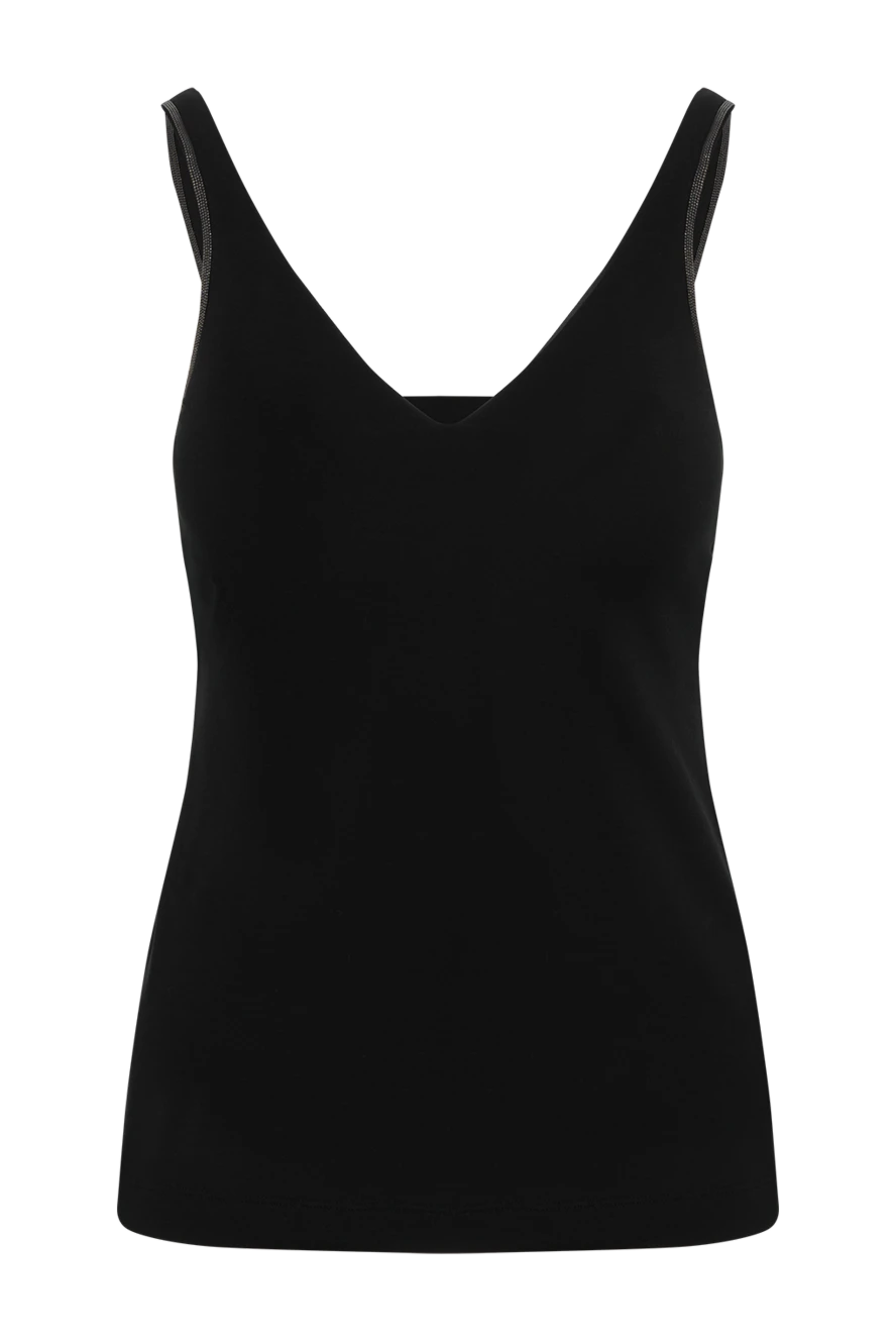 Brunello Cucinelli топ из эластичного хлопкового джерси с цепочкой мониль черный 186793 - фото 1