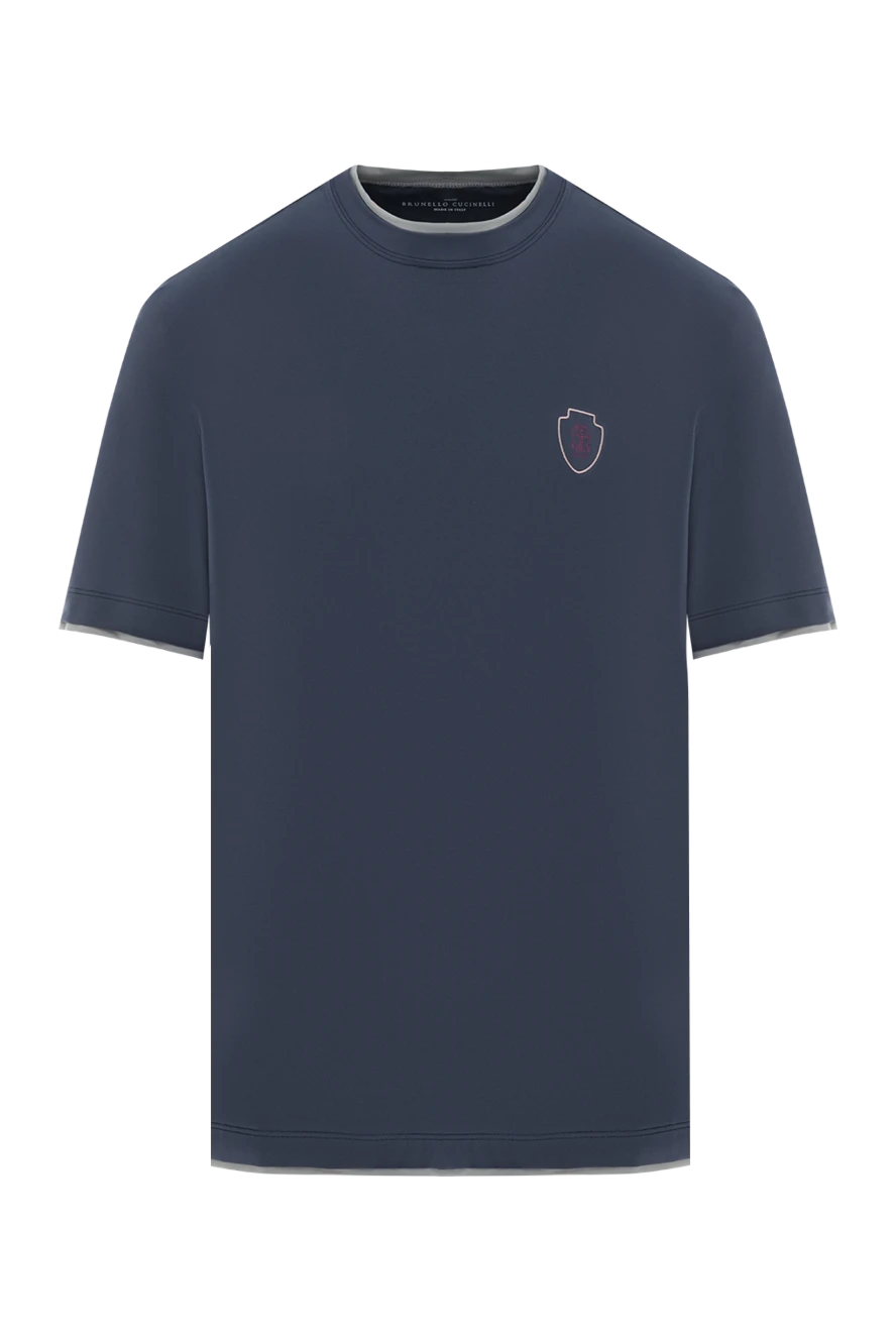 Brunello Cucinelli көп қабатты бөлшектері мен логотипі бар көк түсті футболка 186804 - фото 1