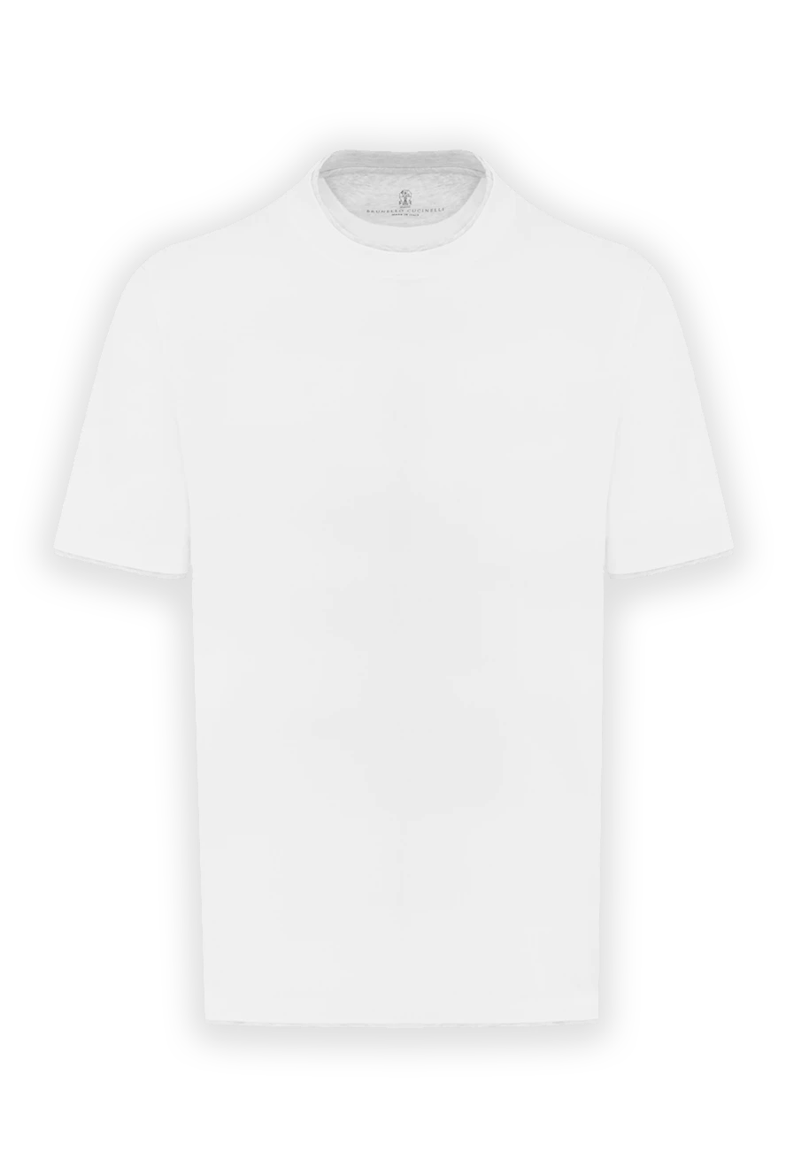 Brunello Cucinelli белая мужская футболка с окантовкой из хлопка 186807 - фото 1