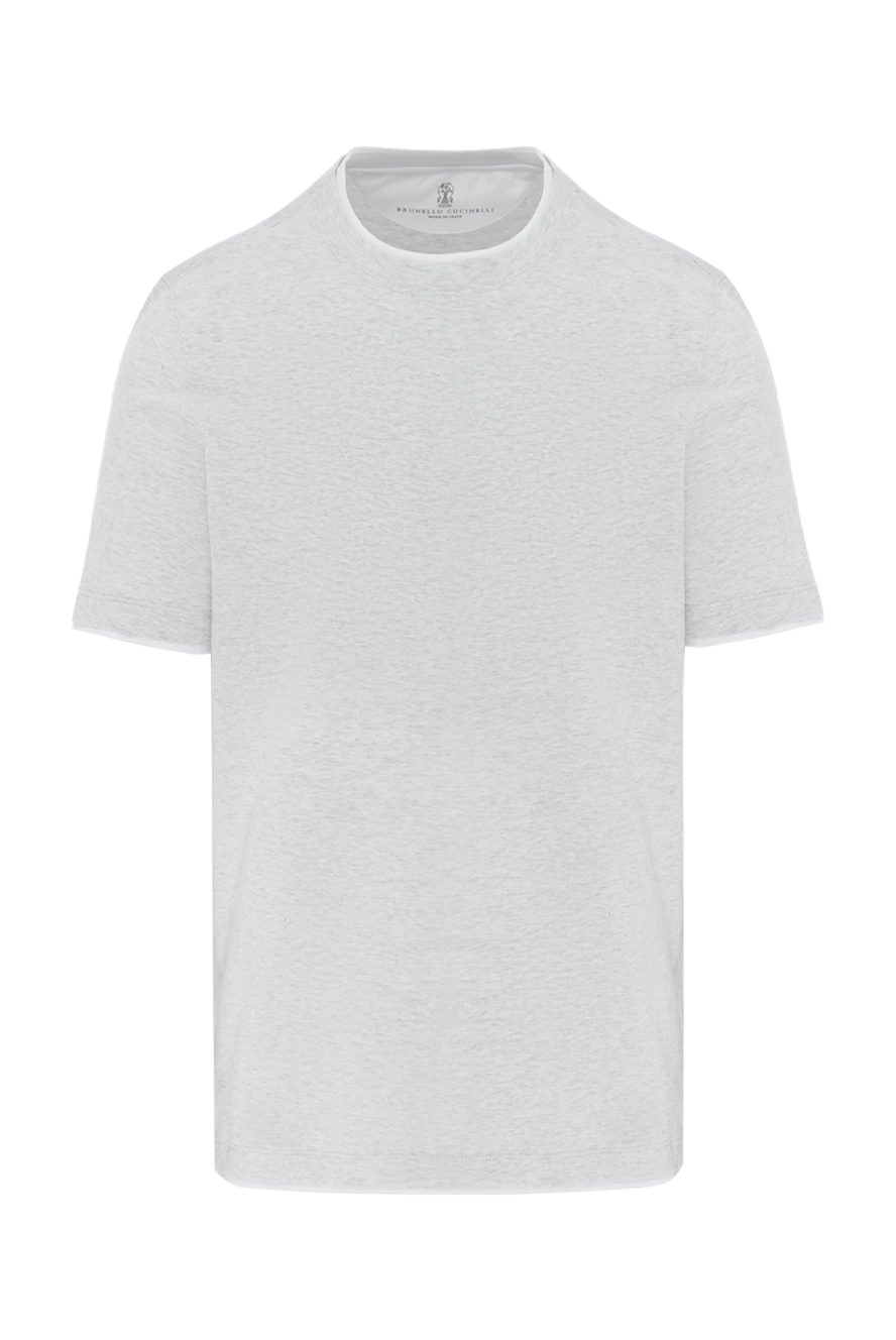 Brunello Cucinelli футболка серая с окантовкой мужская из хлопка 186808 - фото 1