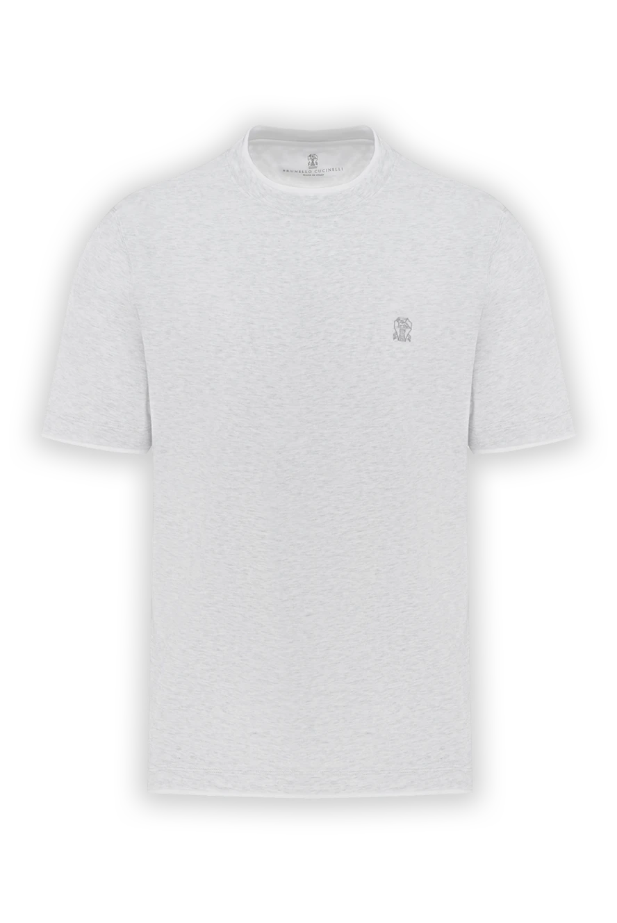 Brunello Cucinelli gray men's t-shirt with edging and cotton logo 186809 - photo 1