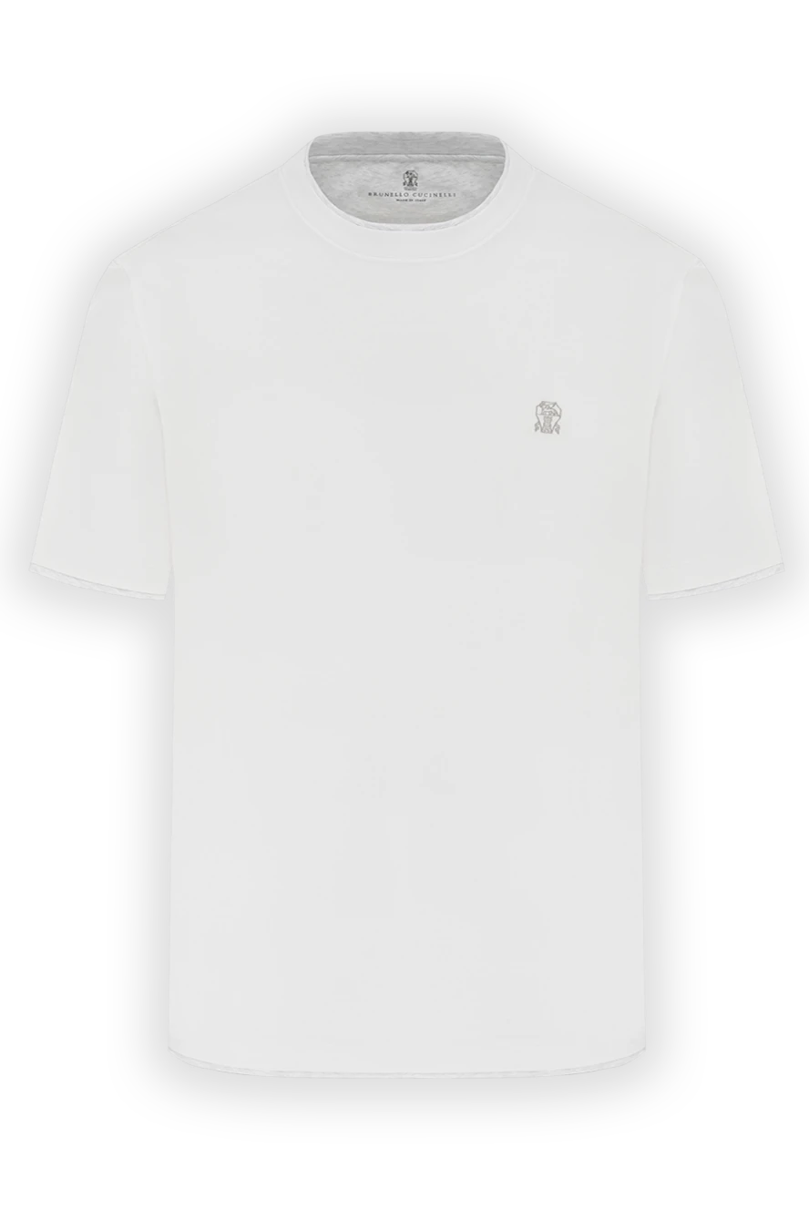 Brunello Cucinelli қабатты бөлшектері бар ақ ерлер футболкасы 186814 - фото 1