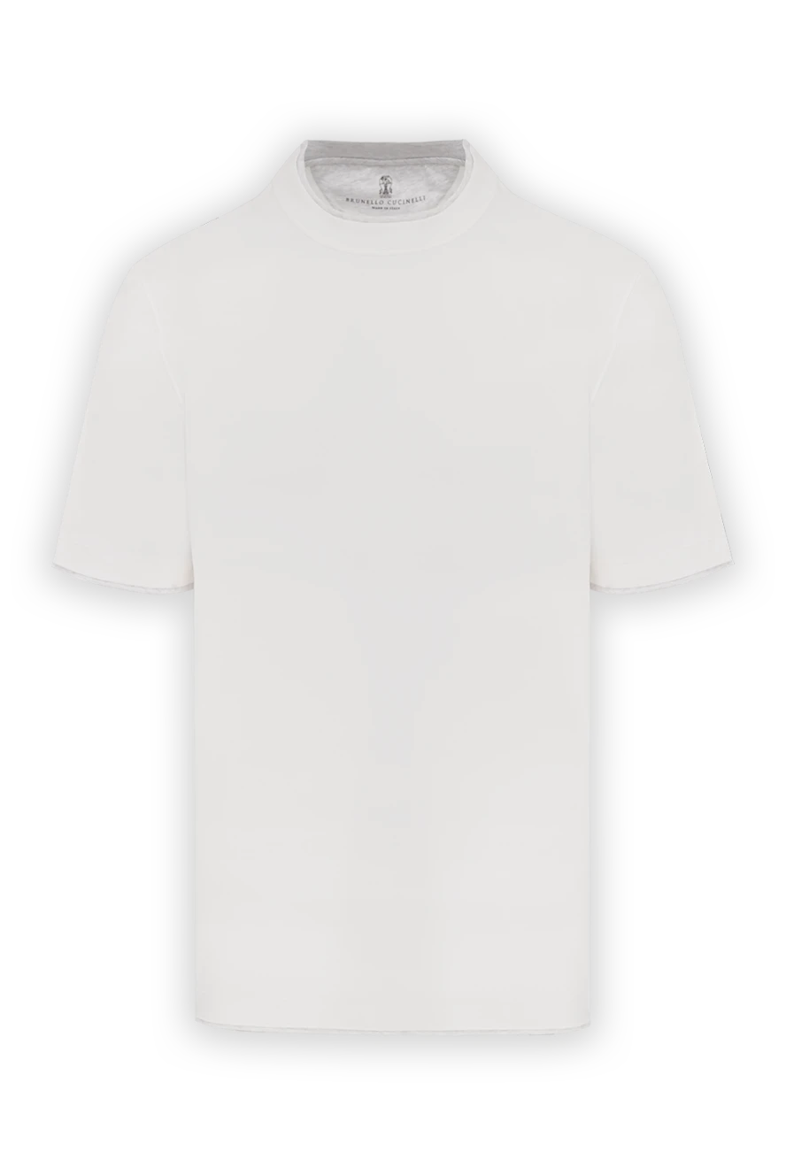 Brunello Cucinelli көп қабатты бөлшектері бар ерлерге арналған ақ мақтадан жасалған футболка 186815 - фото 1