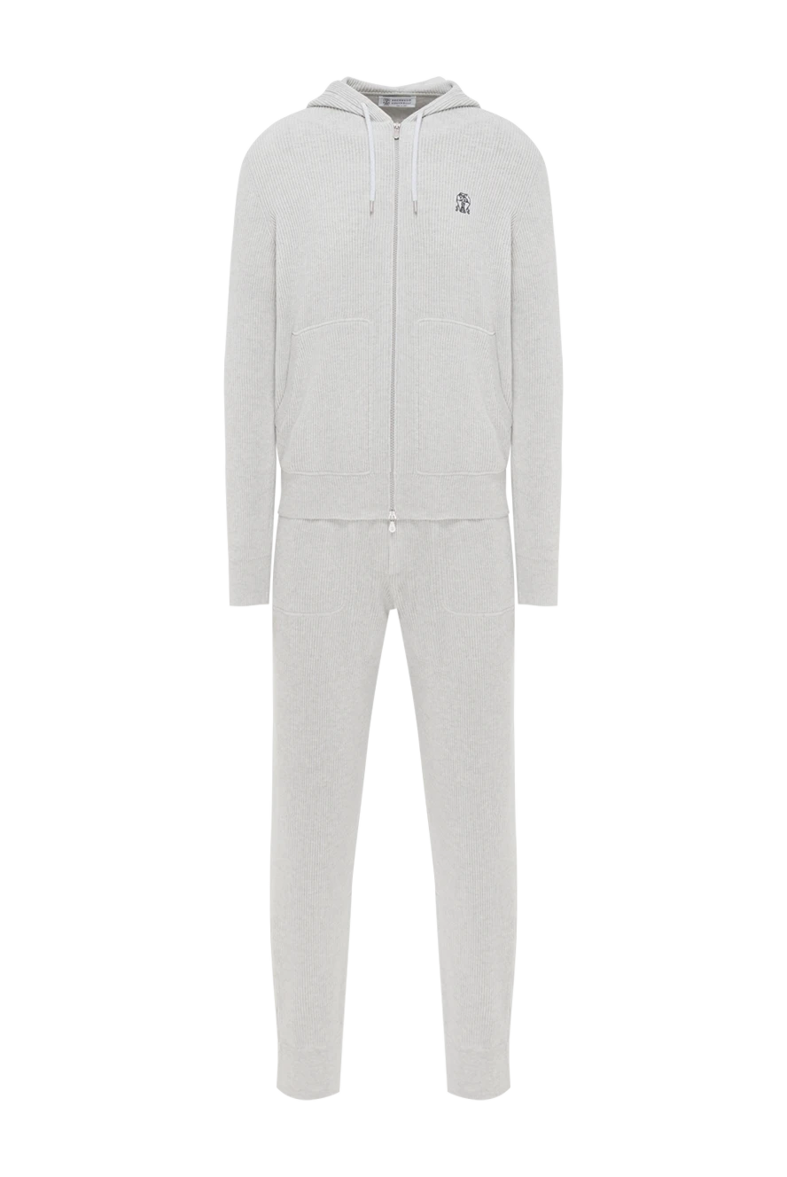 Brunello Cucinelli спортивный костюм бежевый в рубчик с капюшоном 186821 - фото 1