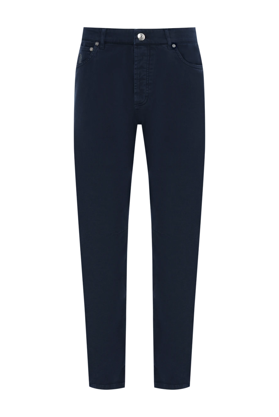 Brunello Cucinelli мужские темно-синие джинсы из хлопка 186836 - фото 1