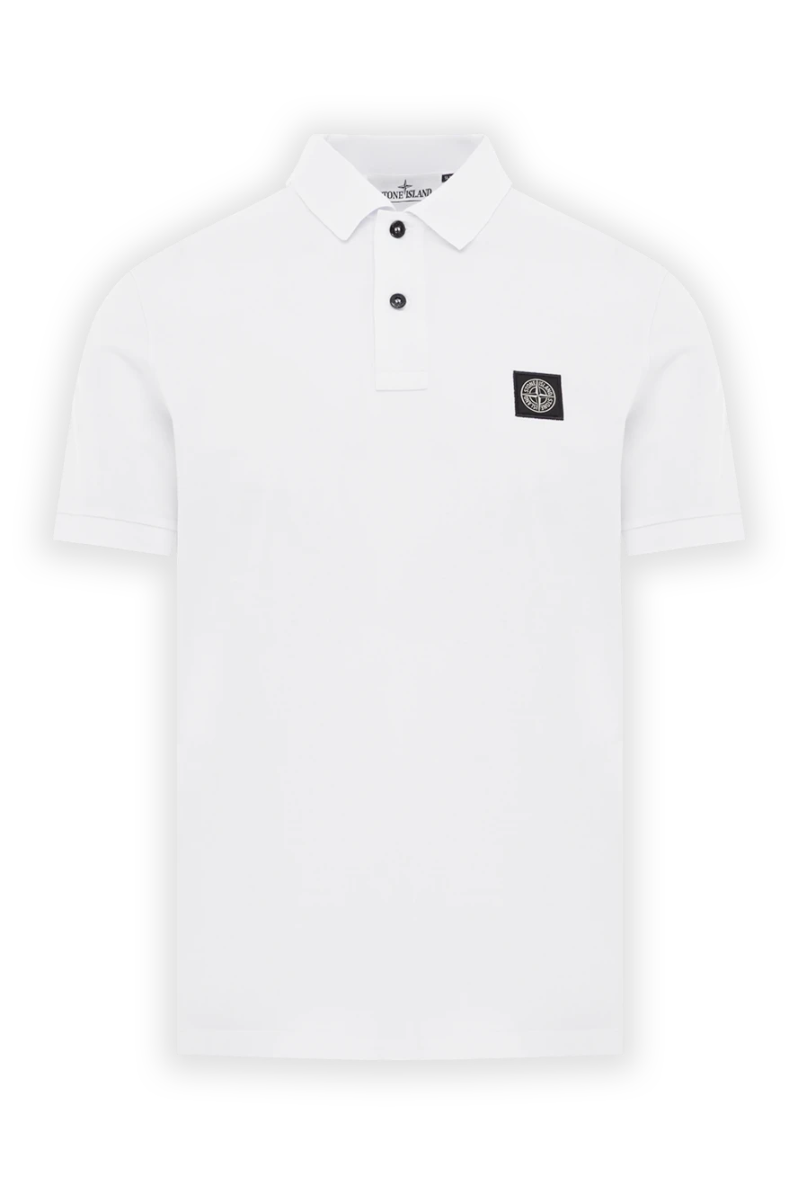 Stone Island белое поло из трикотажного хлопка мужское с логотипом 186845 - фото 1