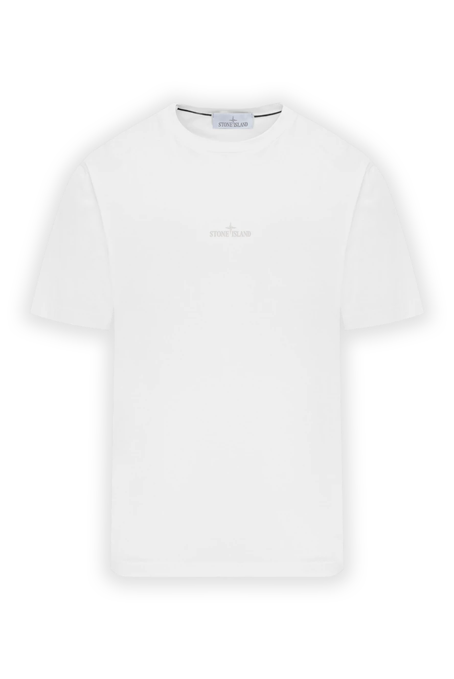 Stone Island men's white cotton t-shirt with print 186847 - photo 1