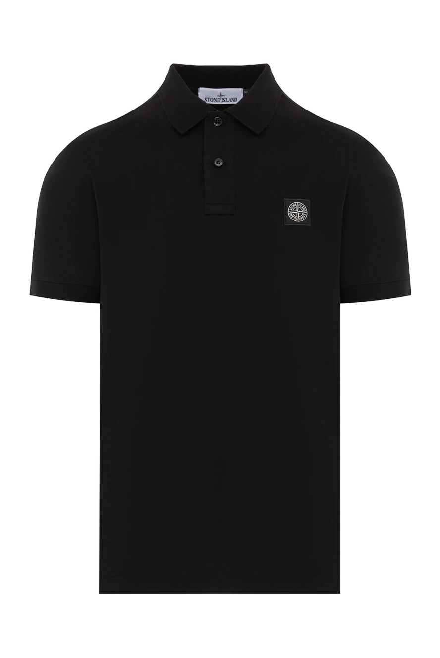 Stone Island черное поло из трикотажного хлопка мужское с логотипом 186850 - фото 1