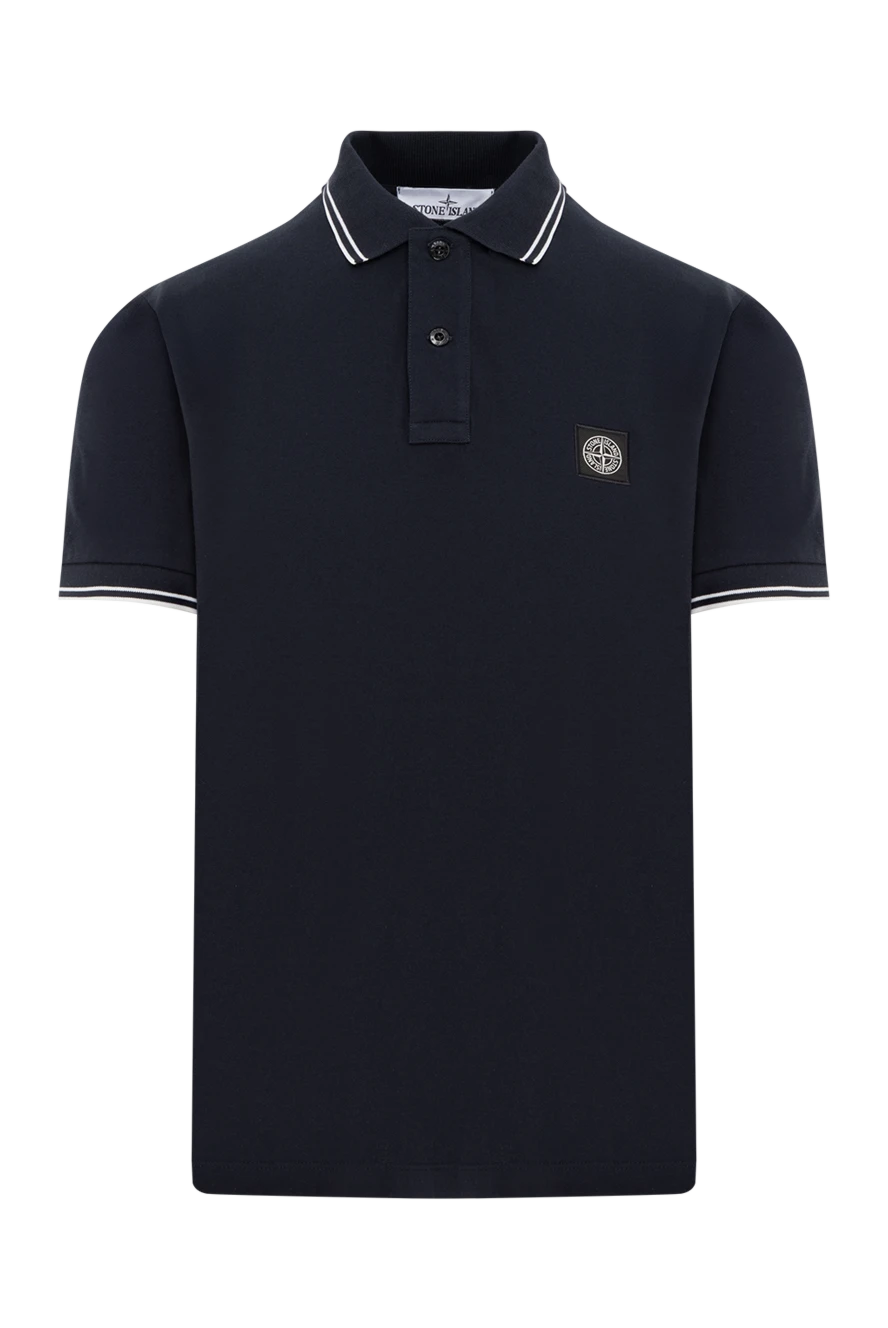 Stone Island dark blue cotton polo with logo on the chest 186852 - photo 1