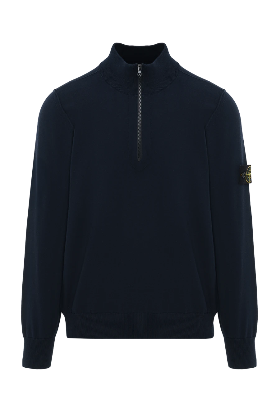 Stone Island трикотажный тройер на молнии синий из мягкого хлопка 186859 - фото 1