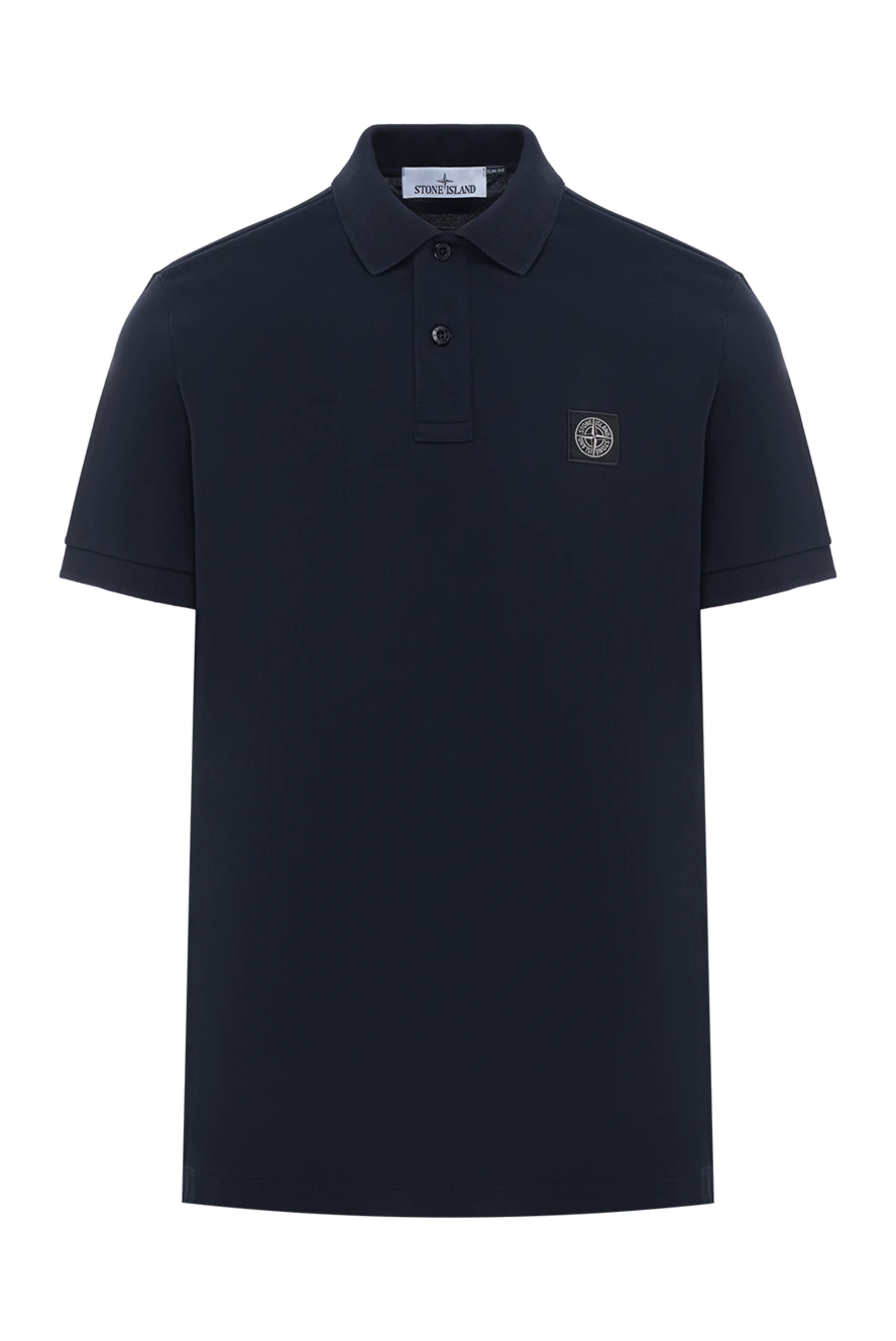 Stone Island темно-синяя рубашка-поло облегающего кроя с нашивкой «компас» 186860 - фото 1