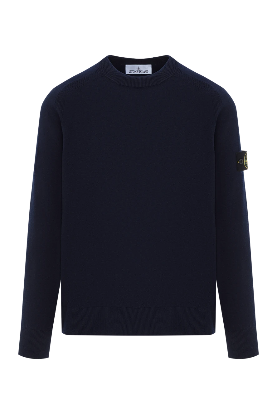 Stone Island синий джемпер мужской из шерсти с логотипом 186881 - фото 1