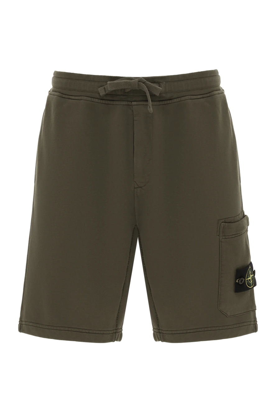 Stone Island men's shorts green with a pocket on the leg and a logo 186895 - photo 1