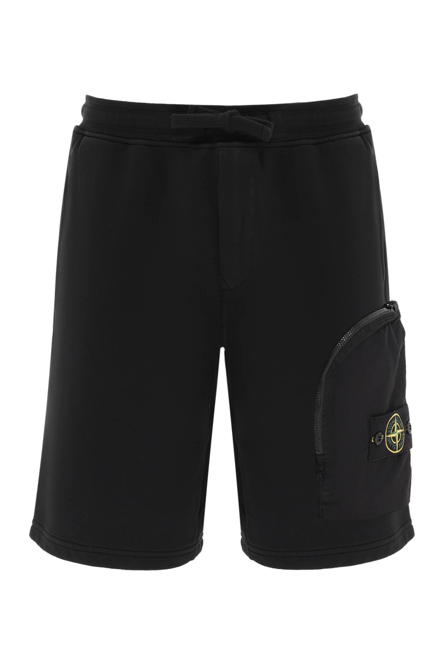 Stone Island black shorts for men with a pocket on the leg and a logo 186903 - photo 1