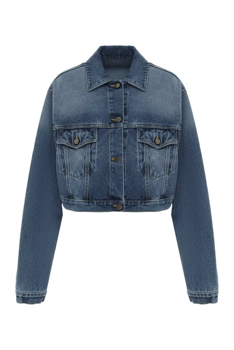 Prada джинсовая куртка с логотипом женская синяя 186982 - фото 1