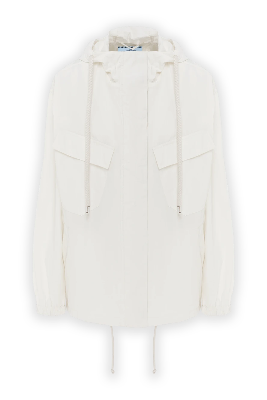 Prada блузон из технического понге белый женский 186983 - фото 1