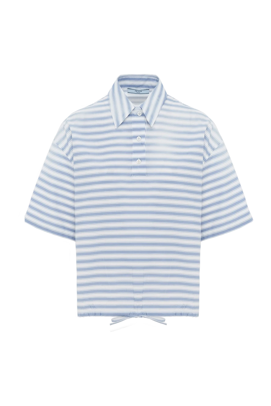 Prada блуза белая в голубую полоску из хлопка 186985 - фото 1