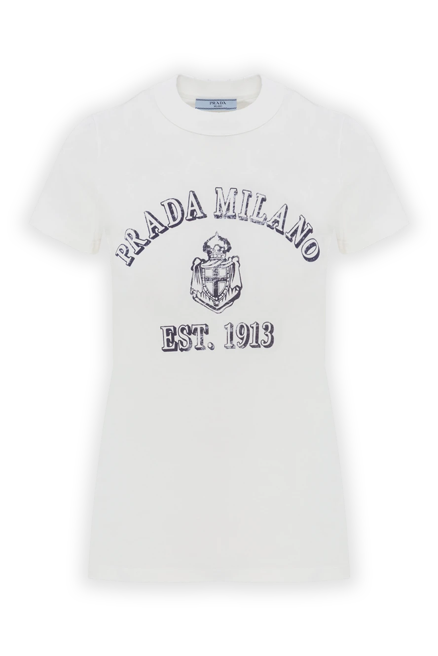 Prada women's white cotton graphic logo t-shirt 186987 - photo 1