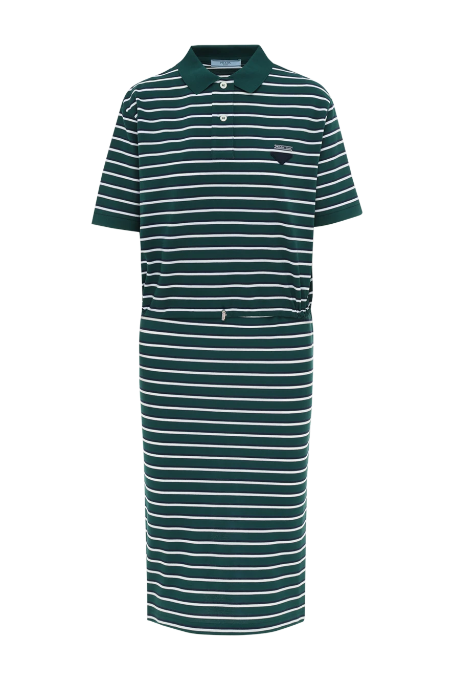 Prada костюм женский хлопковый зеленый в полоску 186989 - фото 1