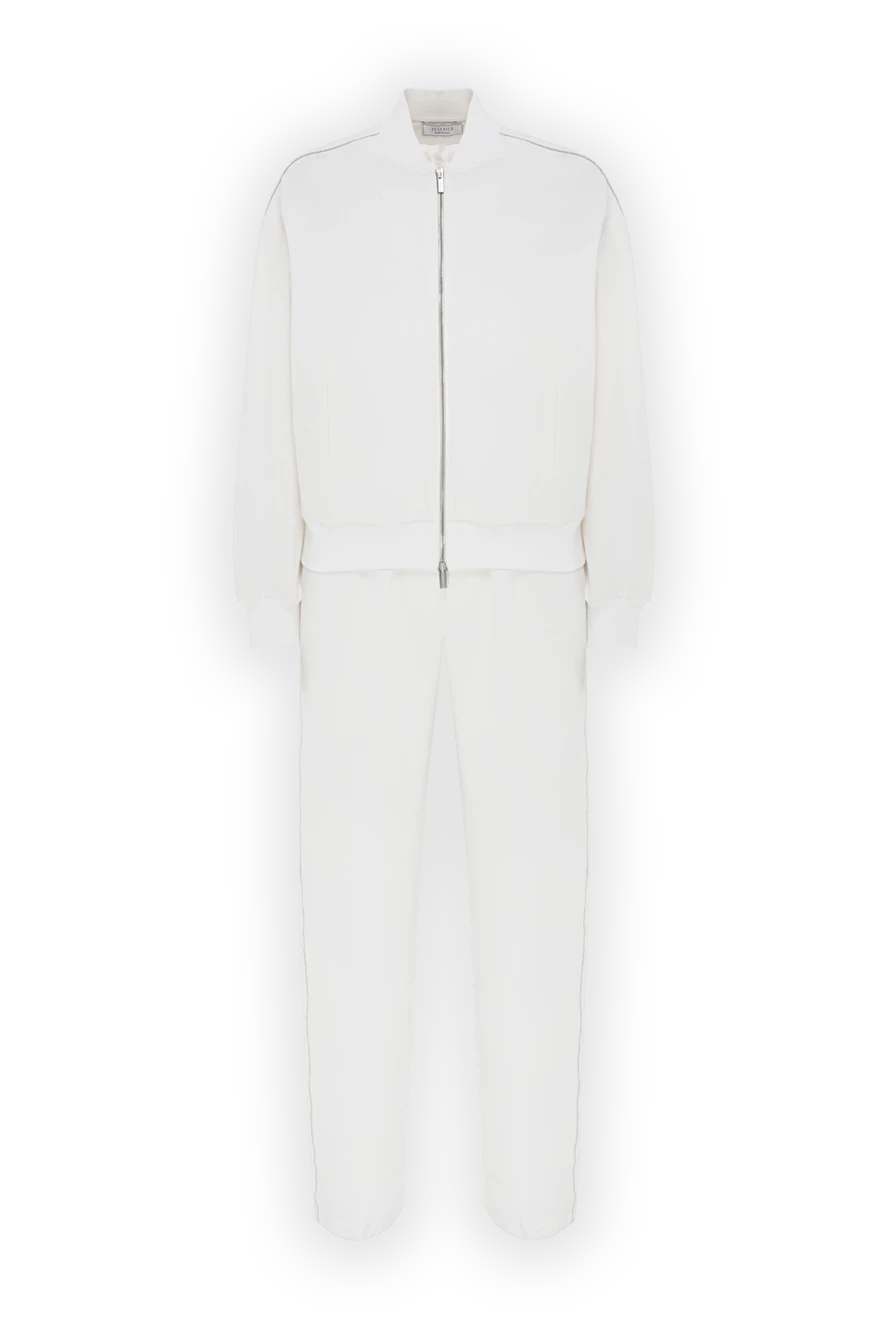 Peserico soft stretch cotton bomber sweatshirt with pants white 187001 - photo 1