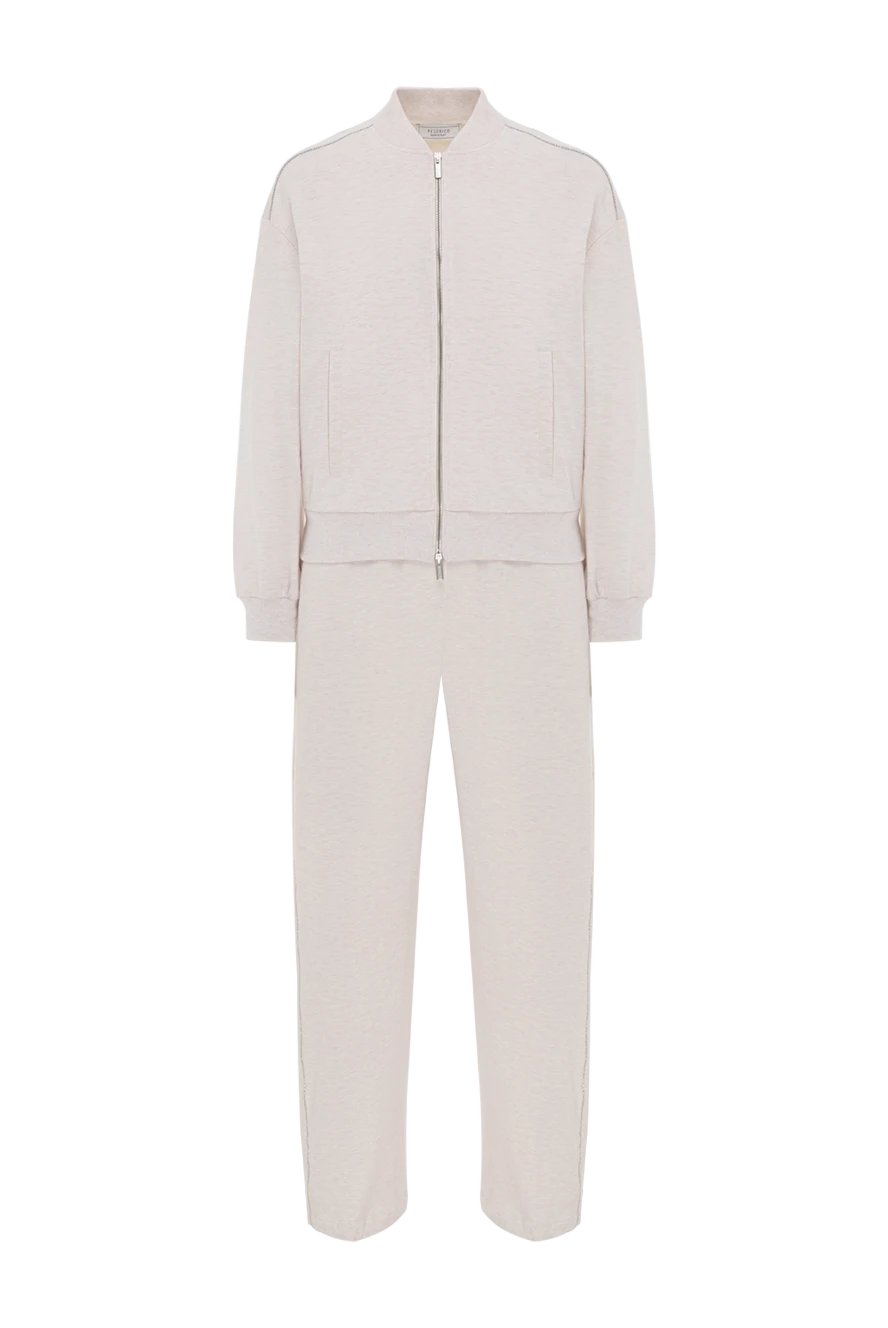 Peserico бежевая толстовка-бомбер из мягкого эластичного хлопка с брюками 187002 - фото 1