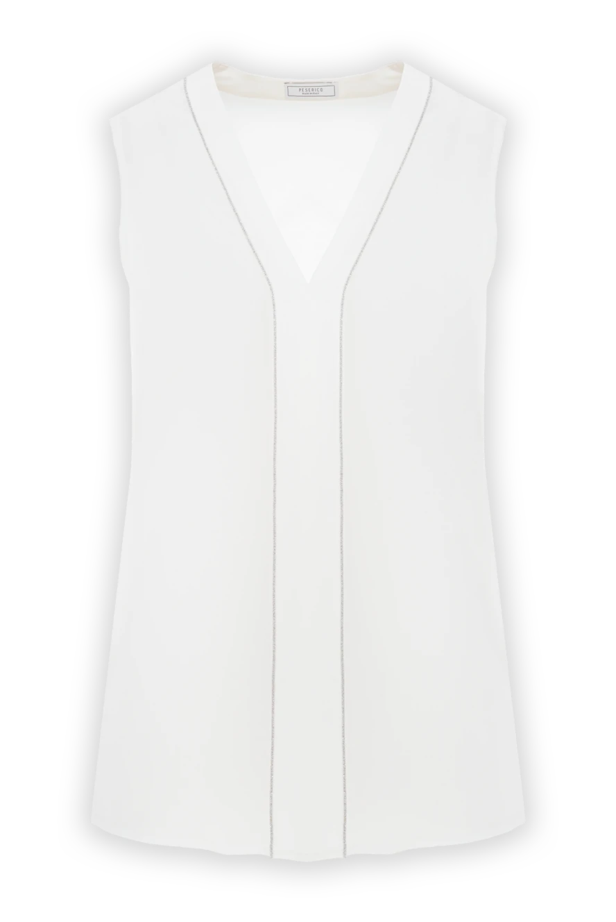 Peserico white silk crepe de chine top with v-neck 187006 - photo 1