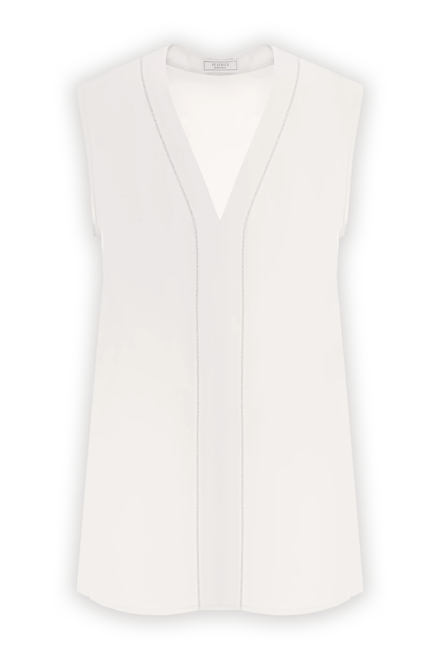 Peserico beige silk crepe de chine top with v-neck 187007 - photo 1