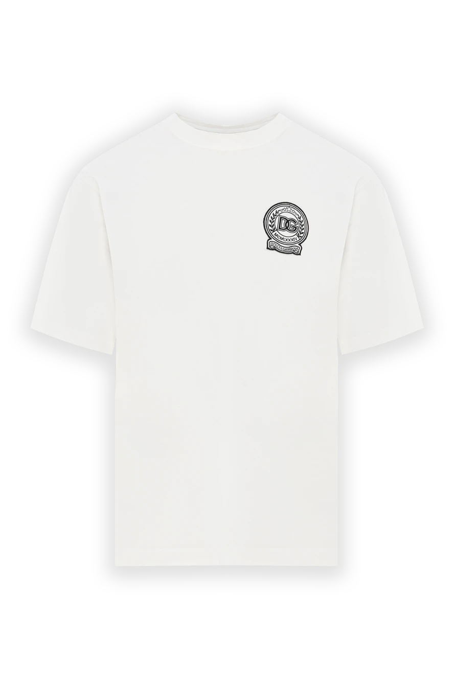 Dolce & Gabbana white cotton t-shirt with embroidered logo 187090 - photo 1