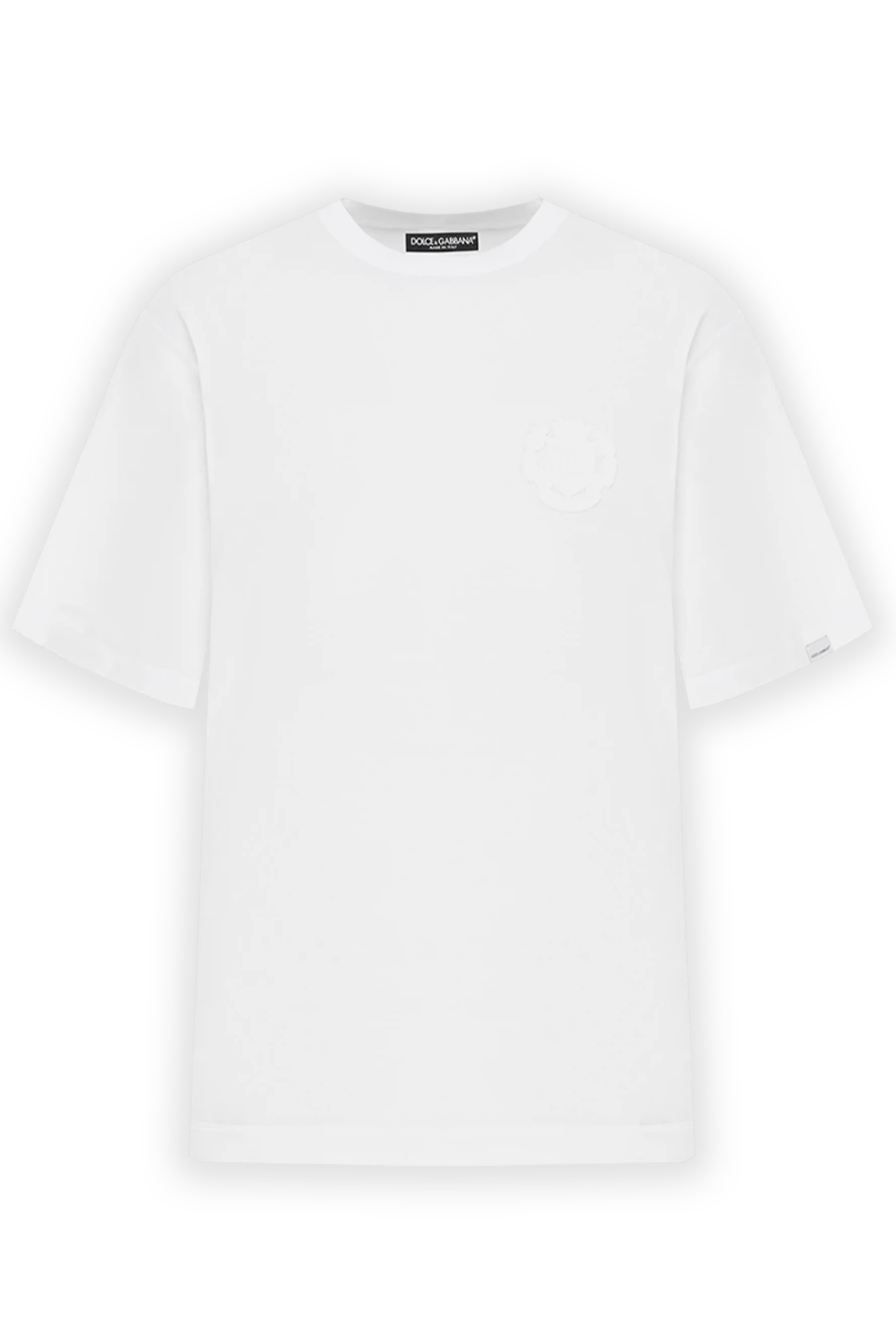 Dolce & Gabbana футболка из хлопкового джерси с вышитым геральдическим логотипом dg белая 187092 - фото 1