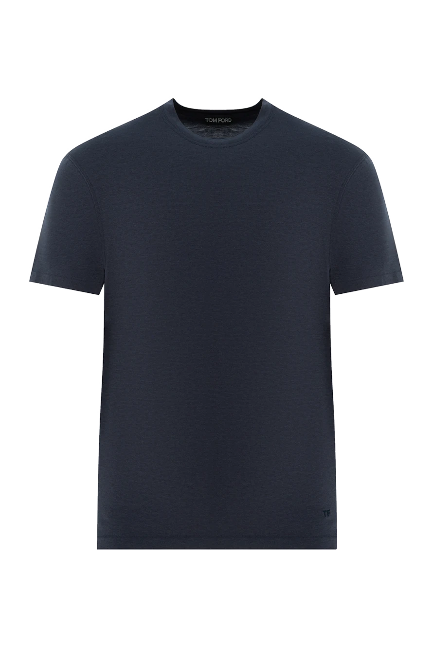 Tom Ford однотонная футболка из хлопка с лиоцеллом синяя 187099 - фото 1