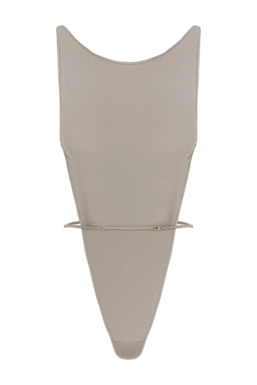 Saint Laurent боди с открытой спиной шелковое бежевое 187106 - фото 1