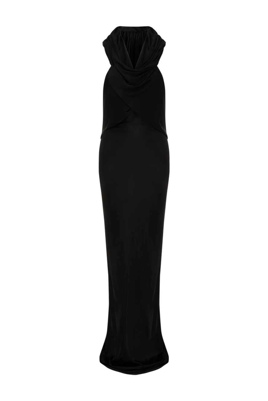 Saint Laurent длинное платье с капюшоном черное 187121 - фото 1