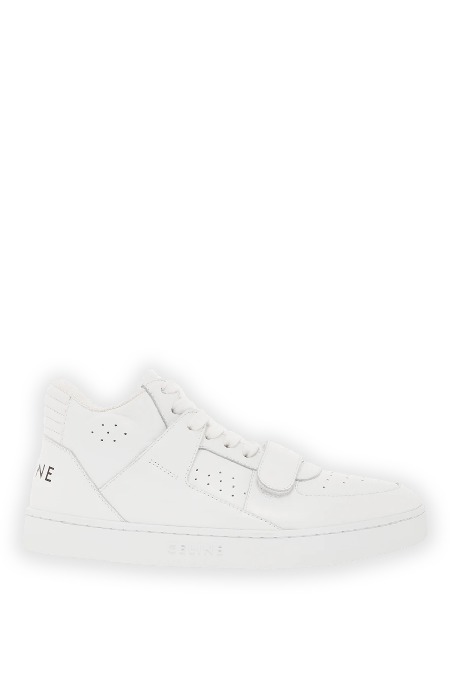 Celine кожаные высокие кроссовки ct-02 белого цвета с логотипом 187127 - фото 1