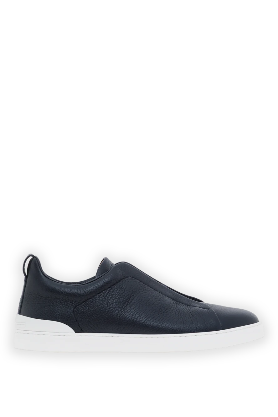Ermenegildo Zegna сникеры triple stitch™ из темно-синей оленьей кожи 187136 - фото 1
