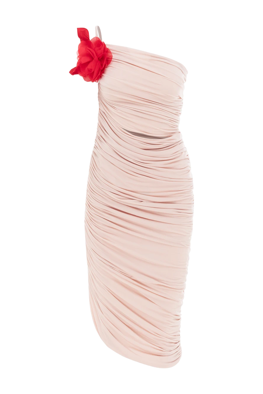 Magda Butrym платье миди с драпировкой и цветочной аппликацией бежевое 187152 - фото 1