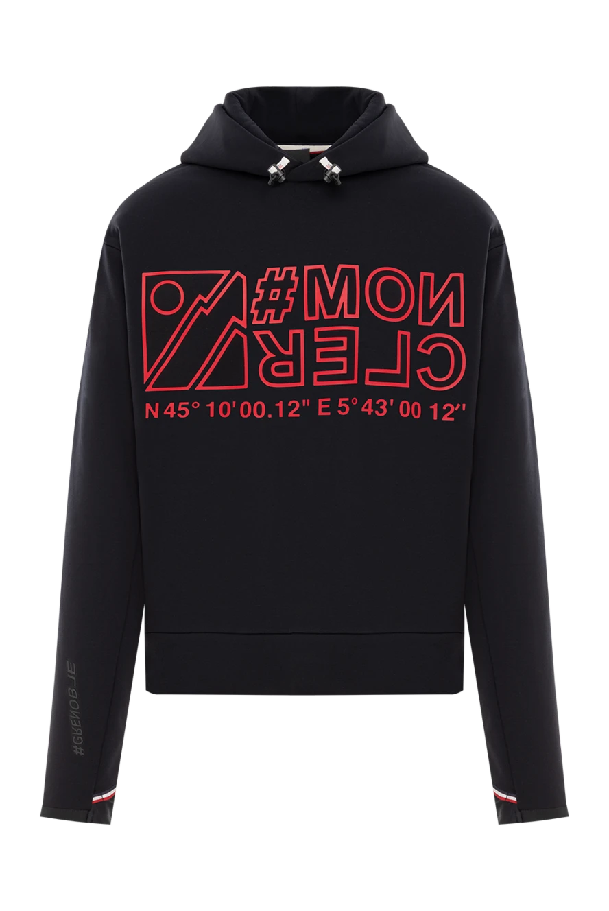 Moncler худи с капюшоном черного цвета из джерси с логотипом 187163 - фото 1