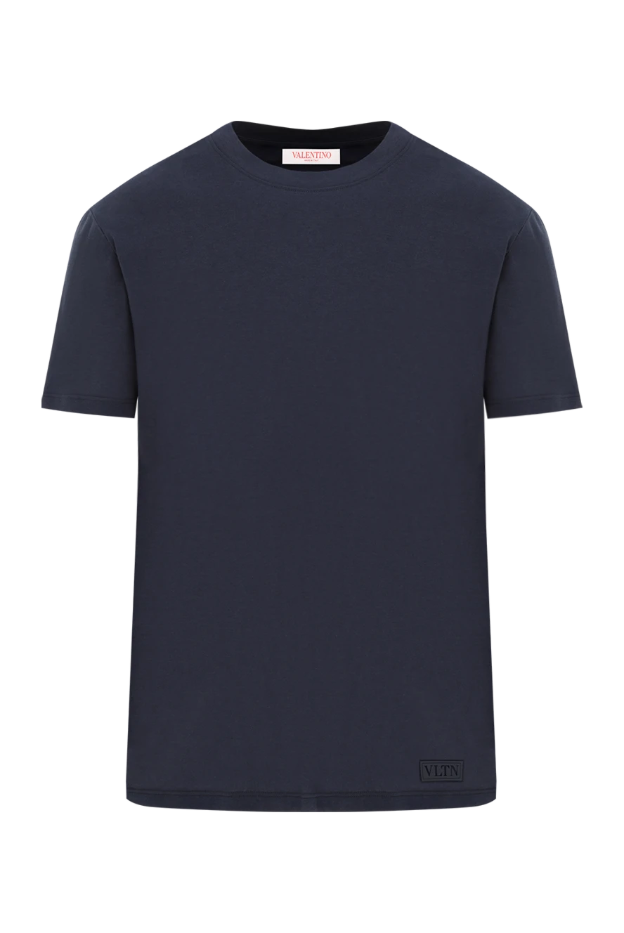 Valentino синяя футболка из хлопка с логотипом vltn мужская 187190 - фото 1