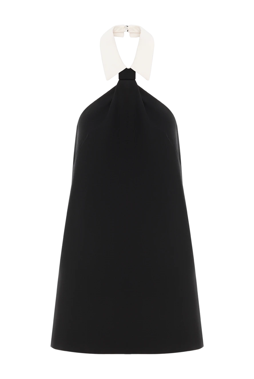 Valentino черное платье-сарафан с белым воротником завязывающимся на галстук 187196 - фото 1