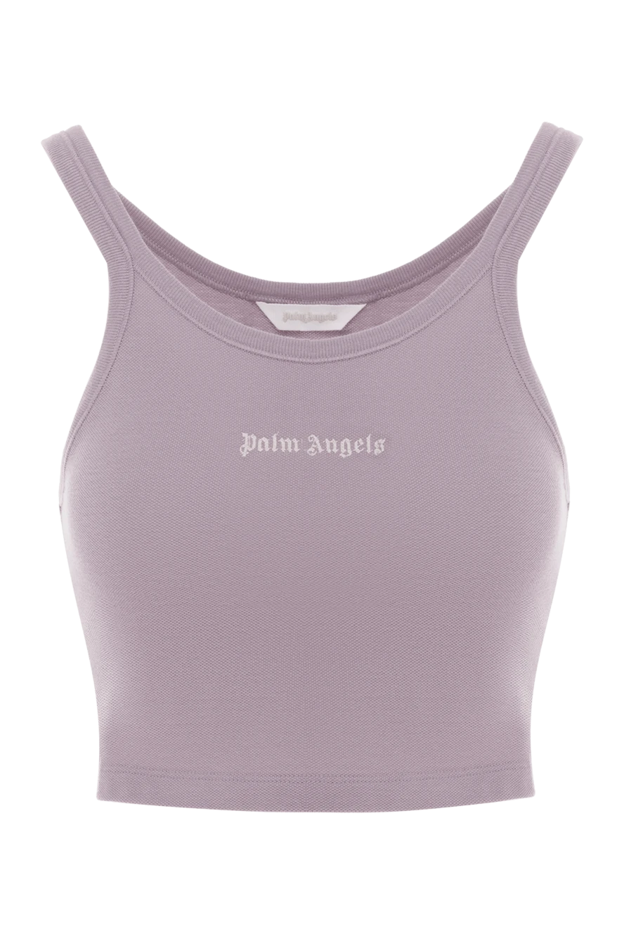 Palm Angels фиолетовый хлопковый топ с круглым глубоким воротником 187216 - фото 1