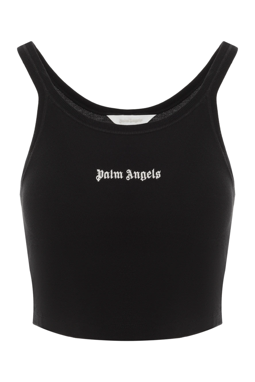 Palm Angels дөңгелек терең жағасы бар қара мақта үсті 187217 - фото 1