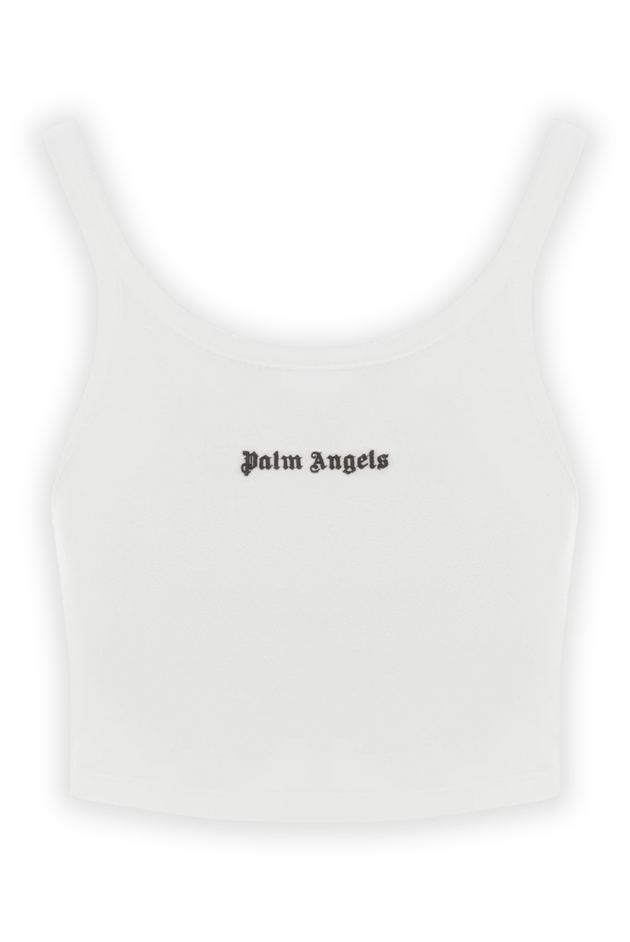 Palm Angels белый хлопковый топ с логотипом 187218 - фото 1