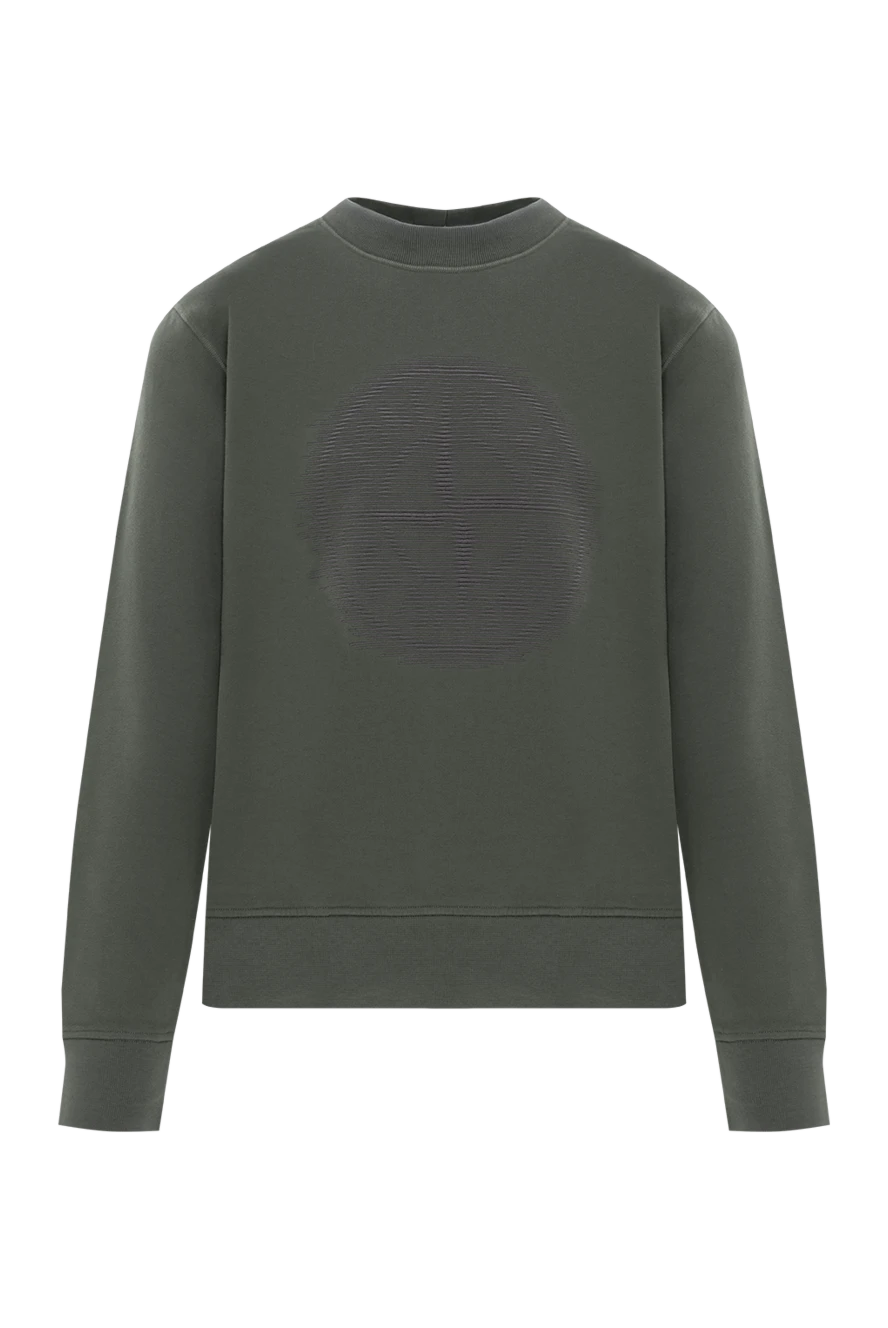 Stone Island дөңгелек мойынды ерлерге арналған жасыл мақтадан жасалған свиттері 187225 - фото 1