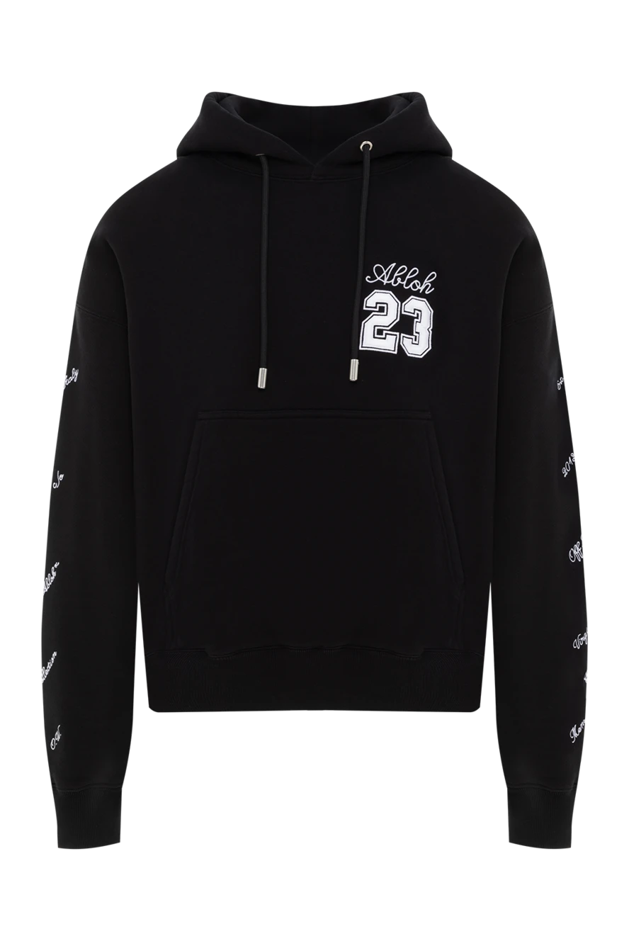 Off-White black men's cotton jersey hoodie with embroidery 23 187242 - photo 1
