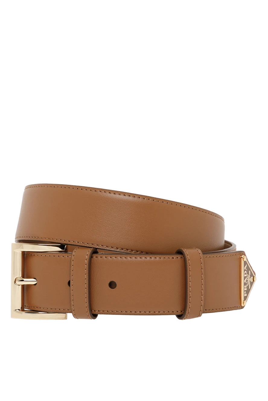 Prada логотипі бар әйелдер қоңыр былғары белбеуі 187342 - фото 1