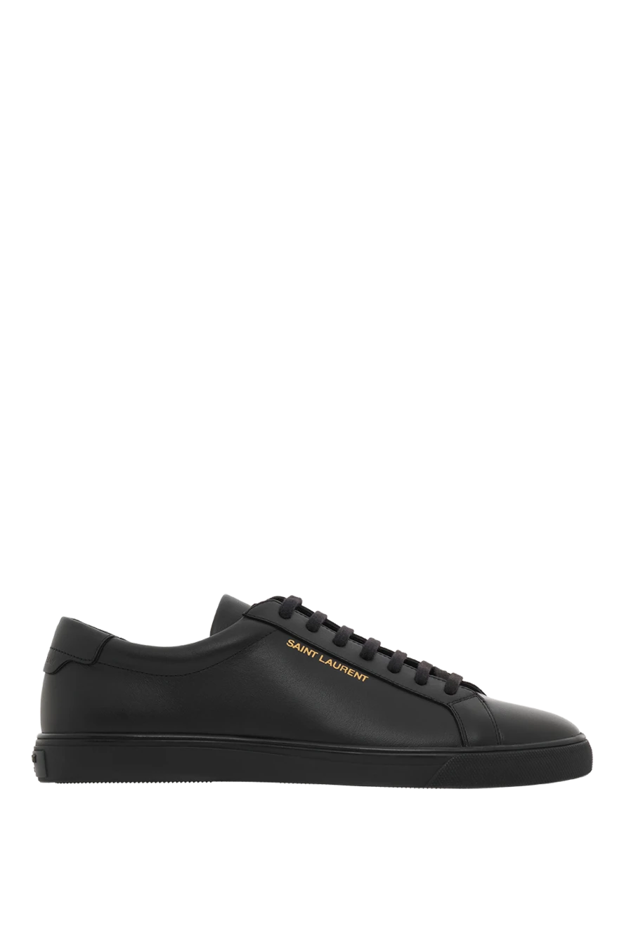 Saint Laurent мужские сникеры andy черные кожаные с логотипом 187357 - фото 1