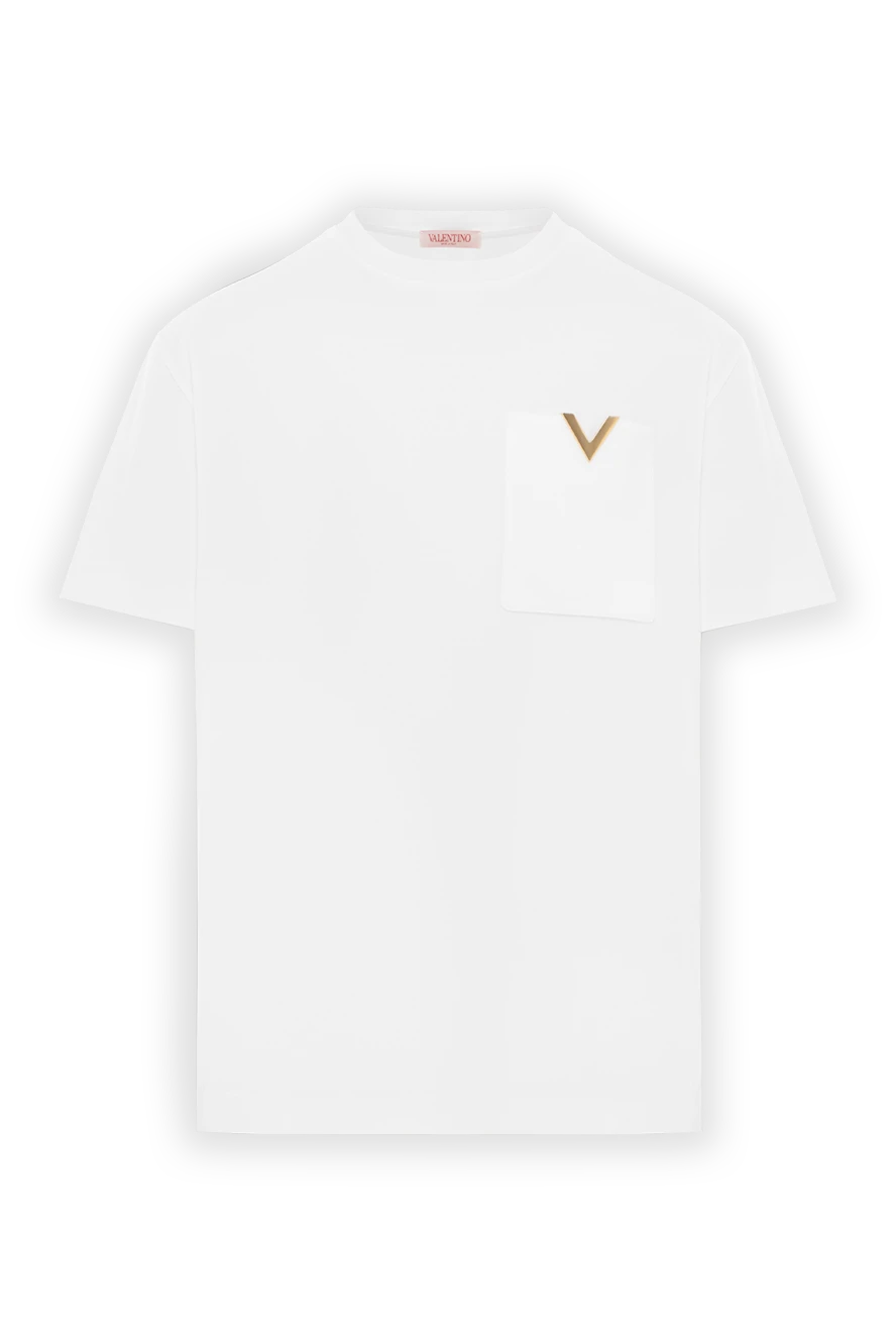 Valentino белая футболка из хлопка с нагрудным карманом и vlogo 187370 - фото 1