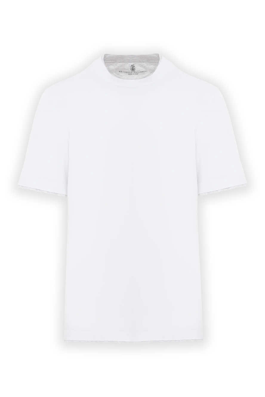 Brunello Cucinelli футболка белая мужская хлопковая с окантовкой 187381 - фото 1