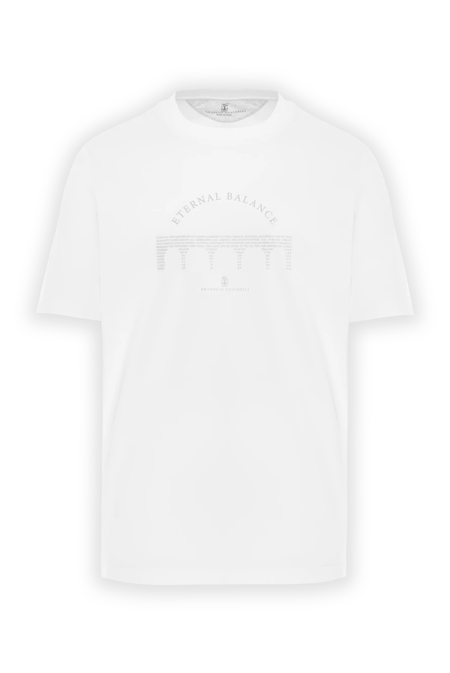Brunello Cucinelli бренд логотипі бар ақ мақта ерлерге арналған футболка 187382 - фото 1